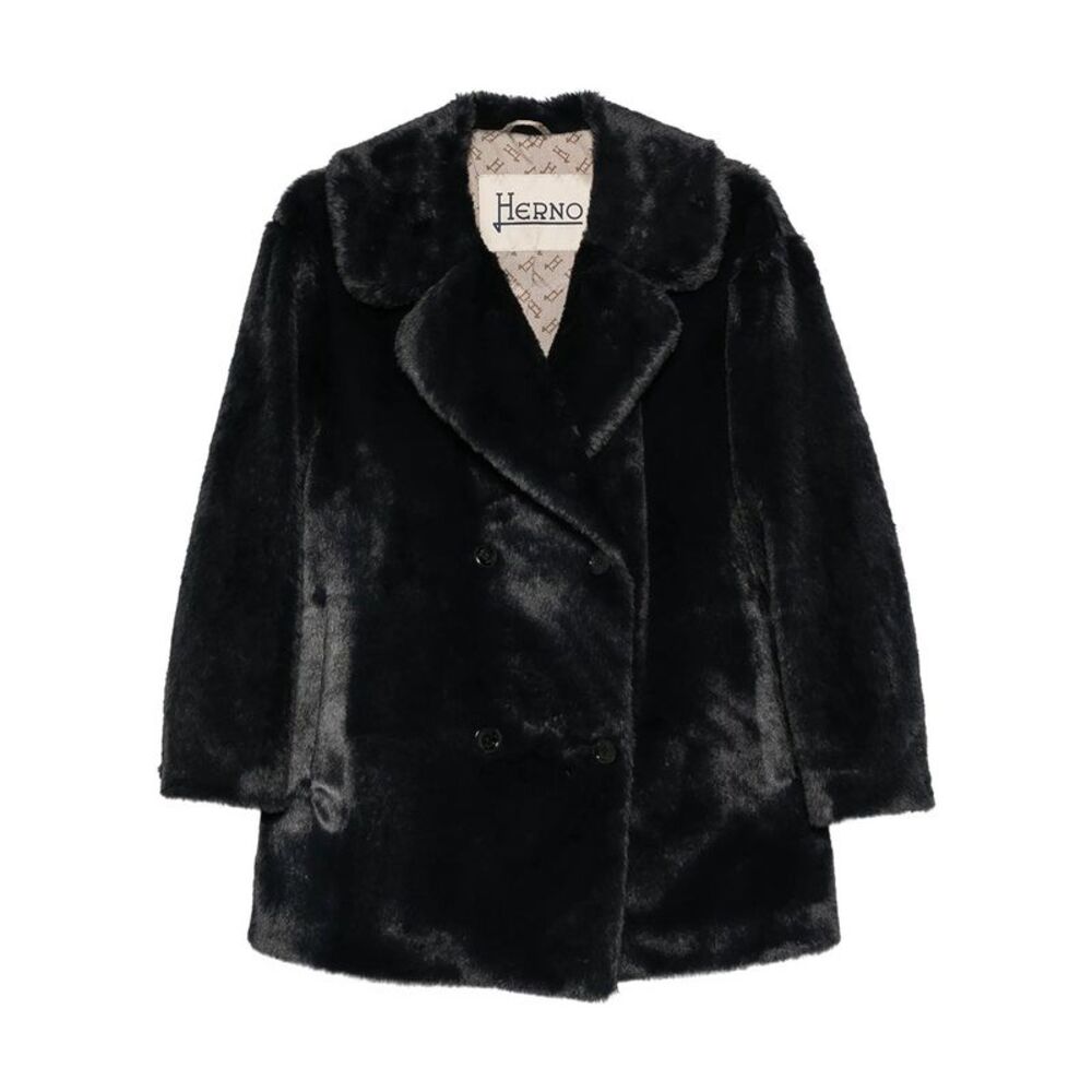 Herno Women Peacoat In Tocco Pelliccia Effetto Castoro